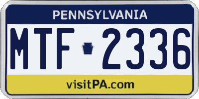 PA license plate MTF2336