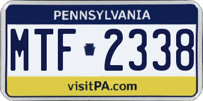 PA license plate MTF2338
