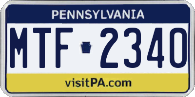 PA license plate MTF2340