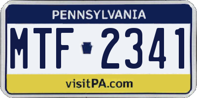 PA license plate MTF2341