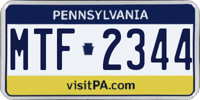 PA license plate MTF2344