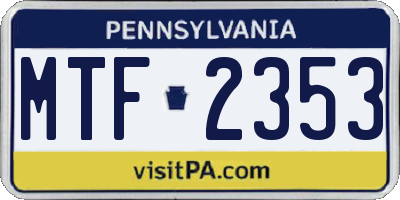 PA license plate MTF2353