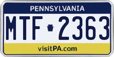 PA license plate MTF2363