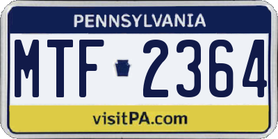 PA license plate MTF2364