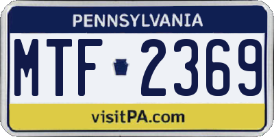 PA license plate MTF2369