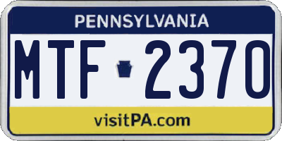 PA license plate MTF2370