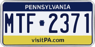 PA license plate MTF2371