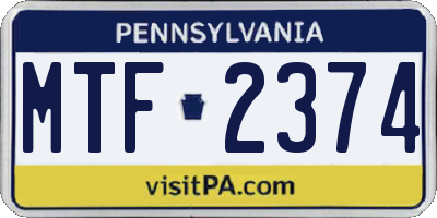 PA license plate MTF2374