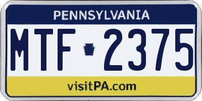 PA license plate MTF2375
