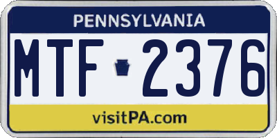 PA license plate MTF2376