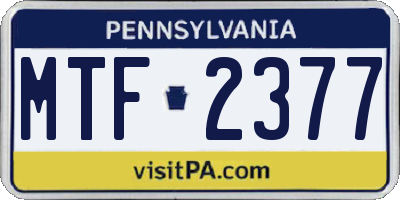PA license plate MTF2377