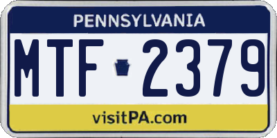 PA license plate MTF2379