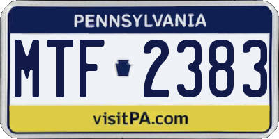 PA license plate MTF2383