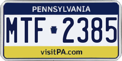 PA license plate MTF2385