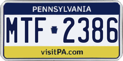 PA license plate MTF2386