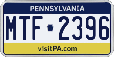 PA license plate MTF2396