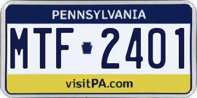 PA license plate MTF2401
