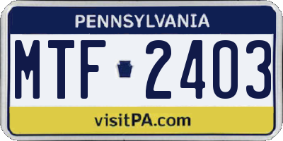 PA license plate MTF2403