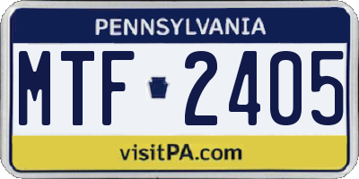 PA license plate MTF2405