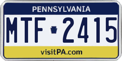 PA license plate MTF2415