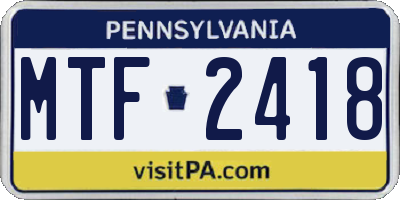 PA license plate MTF2418
