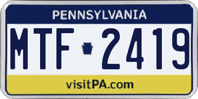 PA license plate MTF2419