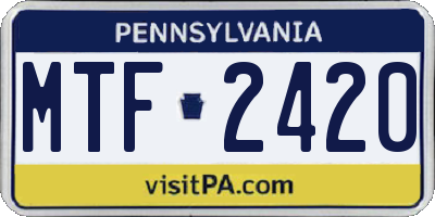 PA license plate MTF2420