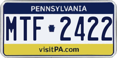 PA license plate MTF2422