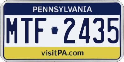 PA license plate MTF2435