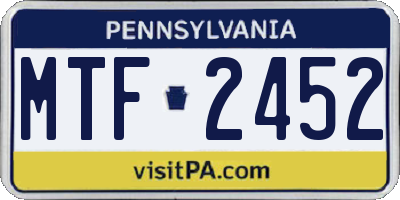 PA license plate MTF2452