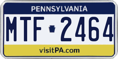 PA license plate MTF2464