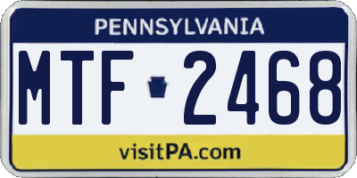 PA license plate MTF2468