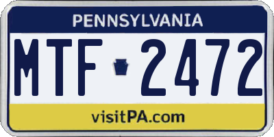 PA license plate MTF2472