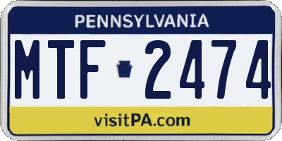 PA license plate MTF2474