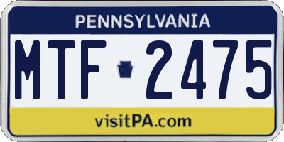 PA license plate MTF2475