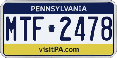PA license plate MTF2478