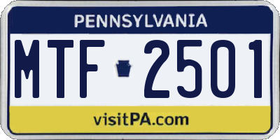 PA license plate MTF2501