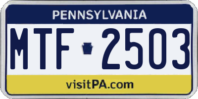 PA license plate MTF2503