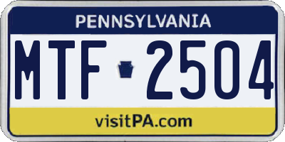 PA license plate MTF2504
