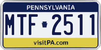 PA license plate MTF2511
