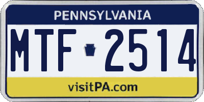 PA license plate MTF2514