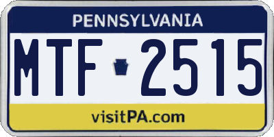 PA license plate MTF2515