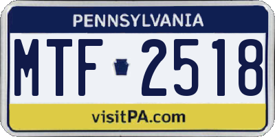 PA license plate MTF2518