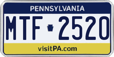 PA license plate MTF2520