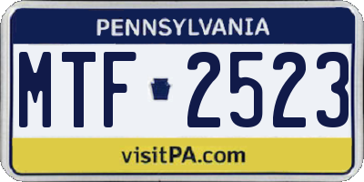 PA license plate MTF2523