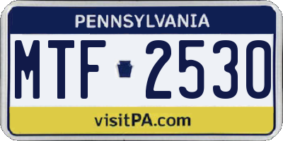 PA license plate MTF2530