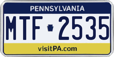 PA license plate MTF2535