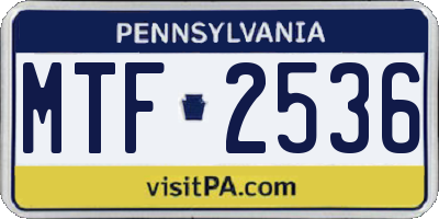 PA license plate MTF2536