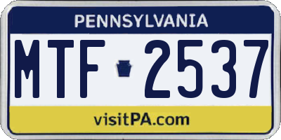 PA license plate MTF2537