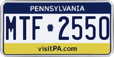 PA license plate MTF2550